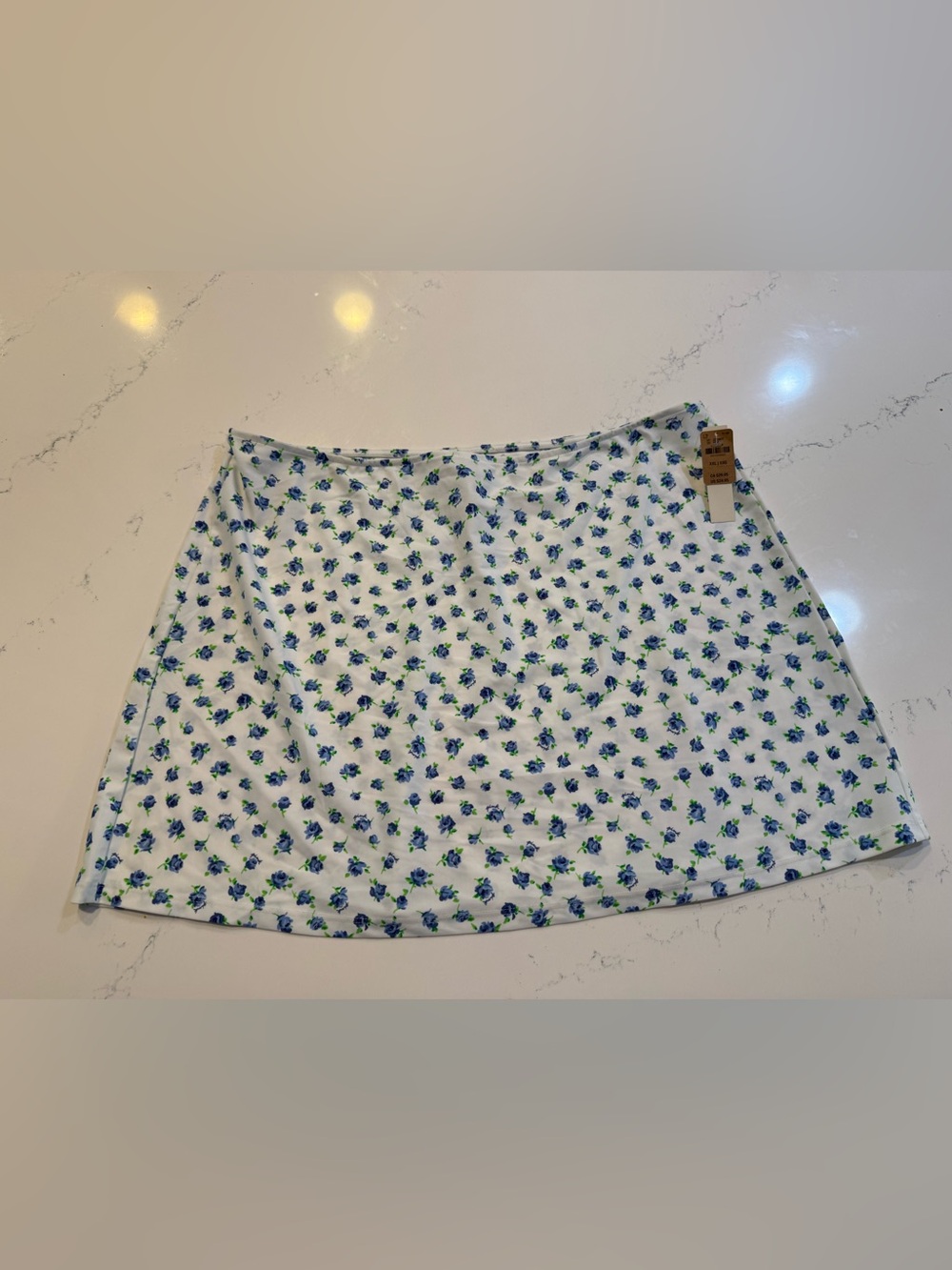 PINK Victoria's Secret White Mini Skirt with Blue Floral Print